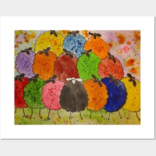 Quirky Colourful Sheep Posters and Art